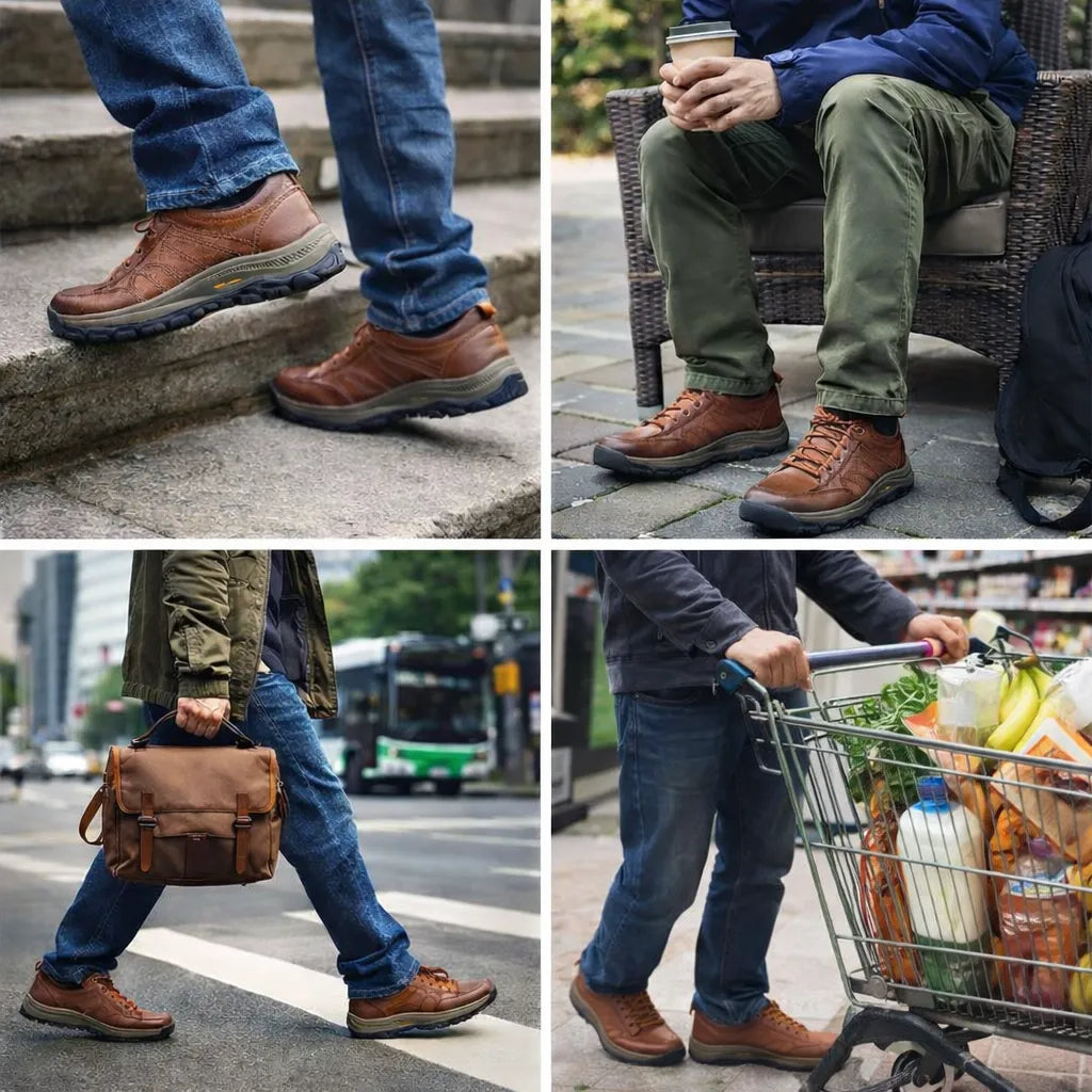 🐂 Zapatos de piel de becerro para hombre, cosidos a mano en Australia 👞 Diseño ergonómico para poner y quitar fácilmente ✅ Totalmente correctivos: impermeables y antideslizantes