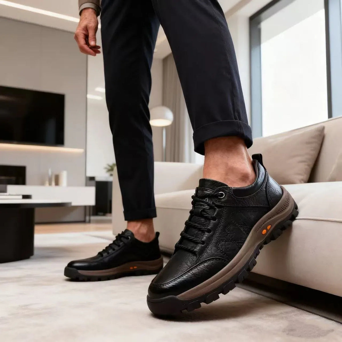 🐂 Zapatos de piel de becerro para hombre, cosidos a mano en Australia 👞 Diseño ergonómico para poner y quitar fácilmente ✅ Totalmente correctivos: impermeables y antideslizantes