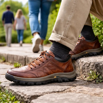 🐂 Zapatos de piel de becerro para hombre, cosidos a mano en Australia 👞 Diseño ergonómico para poner y quitar fácilmente ✅ Totalmente correctivos: impermeables y antideslizantes
