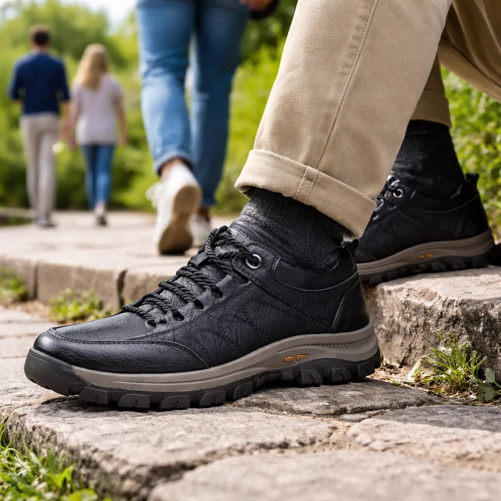 🐂 Zapatos de piel de becerro para hombre, cosidos a mano en Australia 👞 Diseño ergonómico para poner y quitar fácilmente ✅ Totalmente correctivos: impermeables y antideslizantes